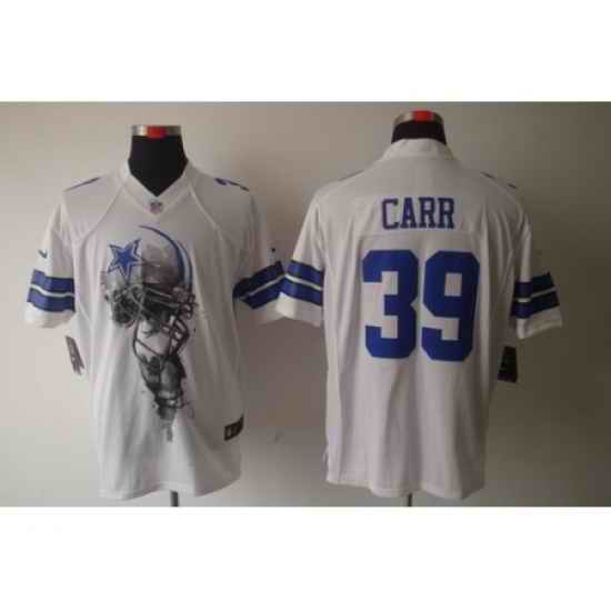 Nike Dallas Cowboys 39 Brandon Carr White Limited Helmet Tri-Blend NFL Jersey